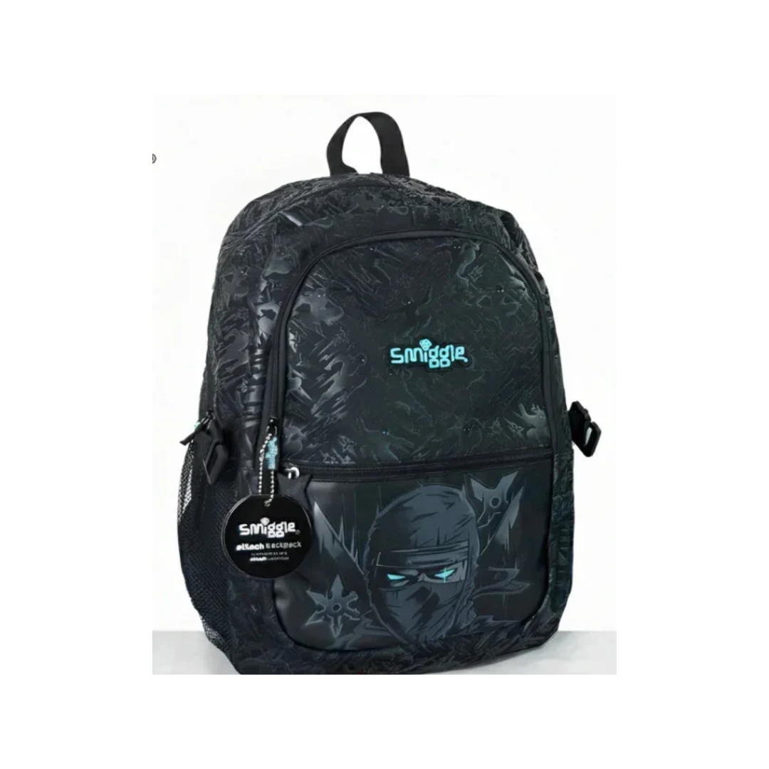 Smiggle Classic Attach Backpack – 16 Inch Ninja-Themed School Bag with Multiple Compartments