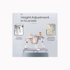 R for Rabbit Little Feet Plus Baby Walker - Detachable Toy Bar With Music & Light Grey White