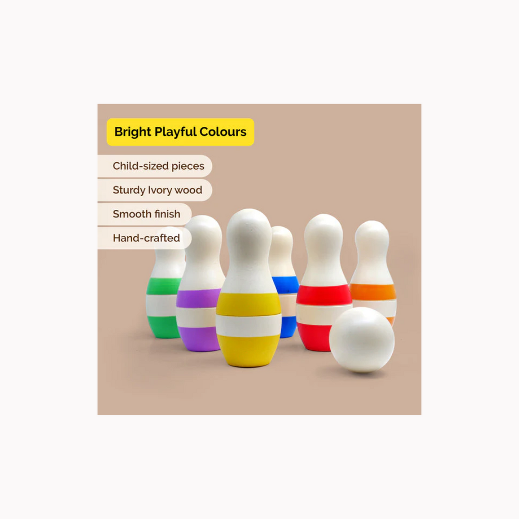 Shumee Mini Stripes Bowling Pins Set || 6 Pins, 1 Ball  (2 Years+)