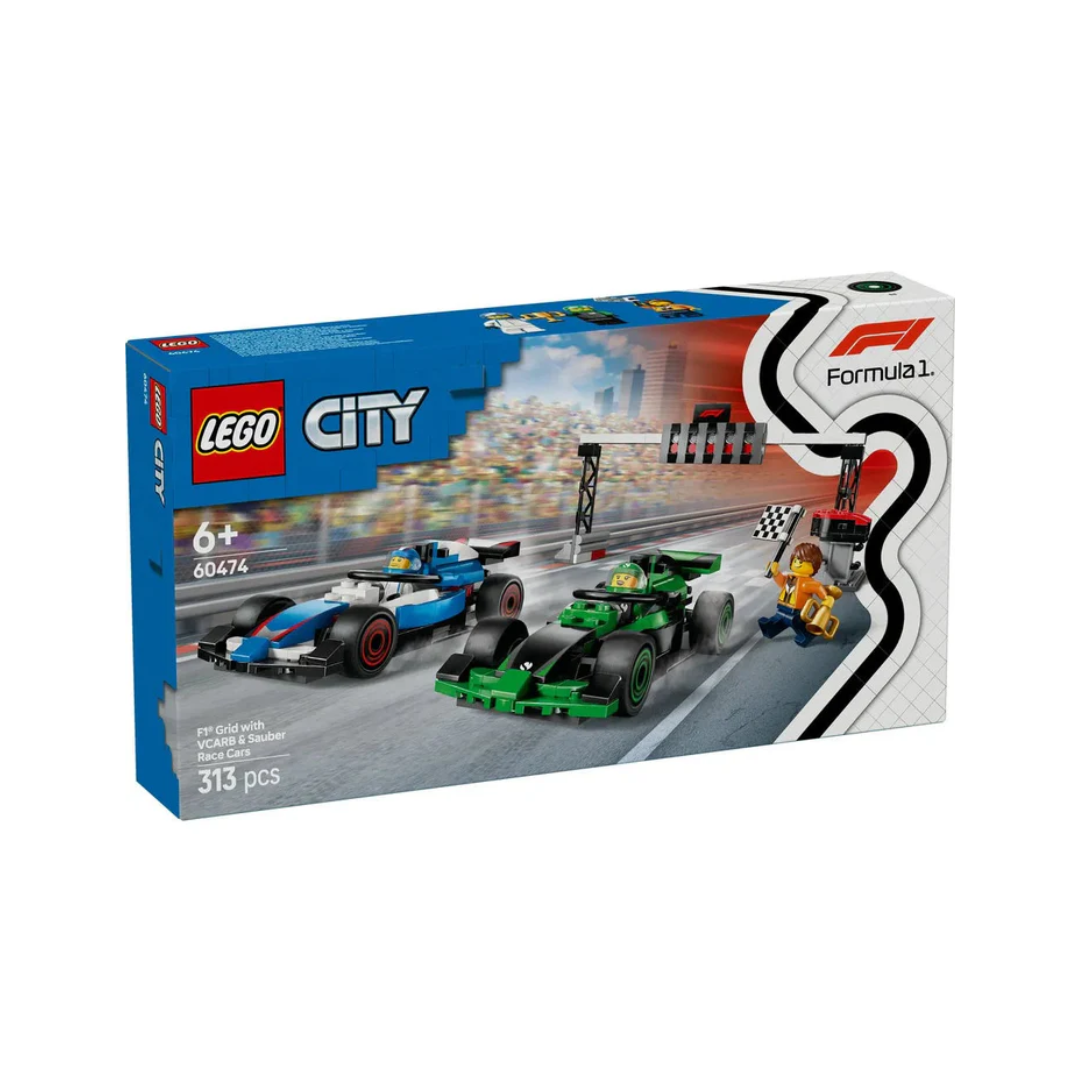 Lego 60474 City F1 Grid With VCARB & Sauber Race Cars (313 Pieces)