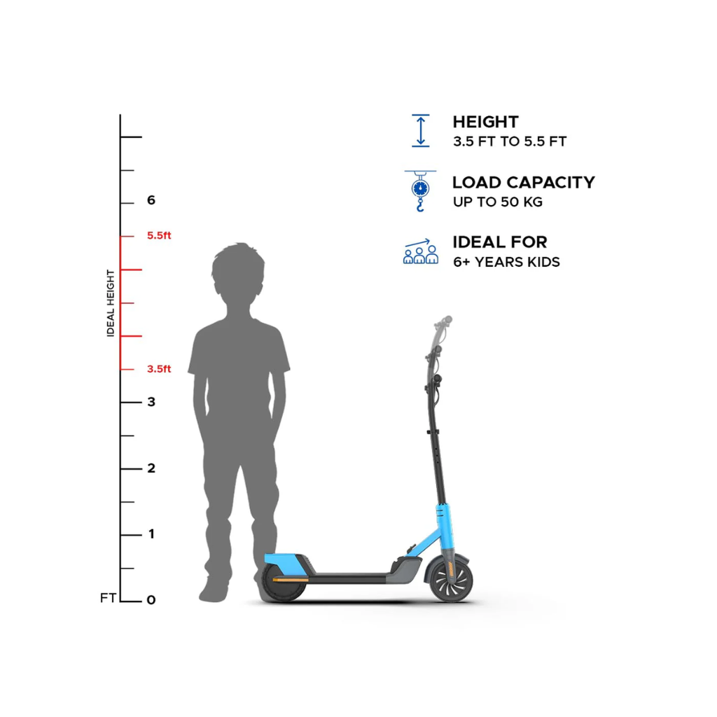 EMotorad Lil E Junior Electric Kick Scooter Foldable Aluminum Alloy Frame Sporty Blue