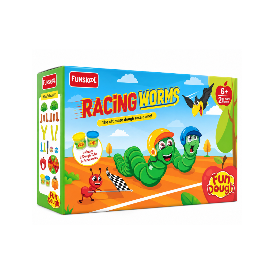 Funskool Fundough - Racing Worms, Extrude and Race, 3years +, Multi-Colour
