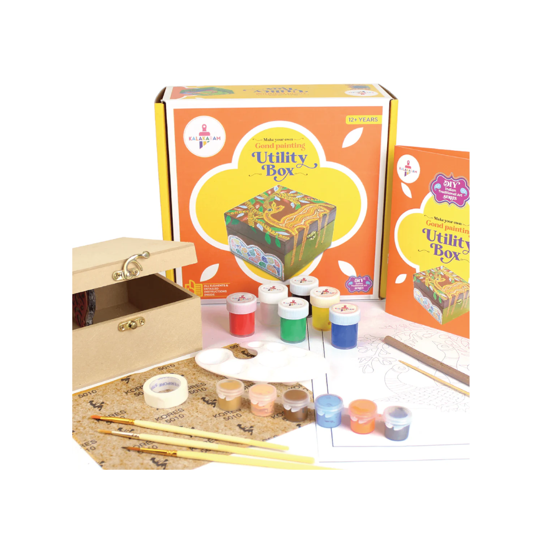Kalakaram Kids and Adults Make Your Own Gond Painting Utility Box