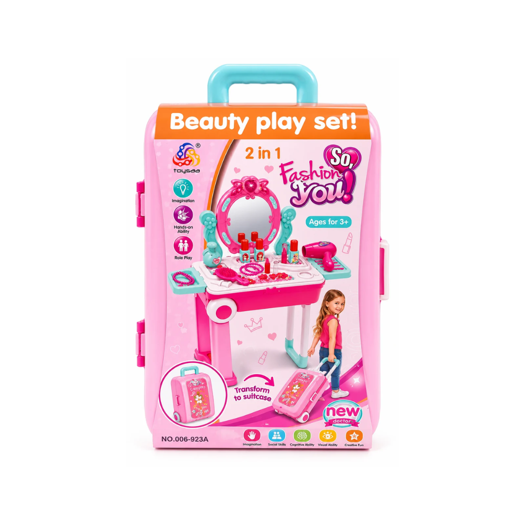 Beauty Play Set 2-in-1 Fashion Makeup & Hair Styling Set for Girls – 3+ Years