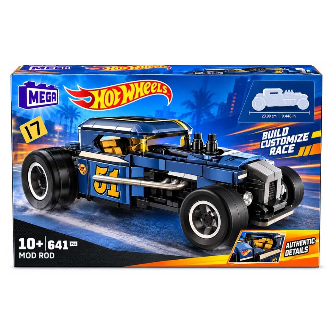 MEGA Hot Wheels Mod Rod Building Set – 641 Pieces Blocks 10 Years+