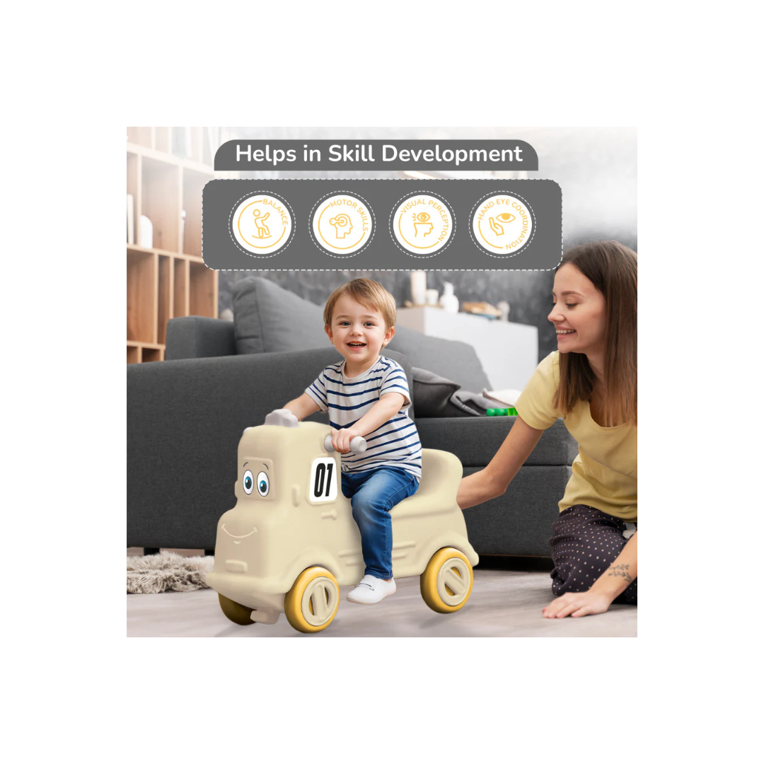 R For Rabbit Rock N Ride 3-in-1 Playtime Buddy, Safe, Fun & Skill-Boosting Beige Grey