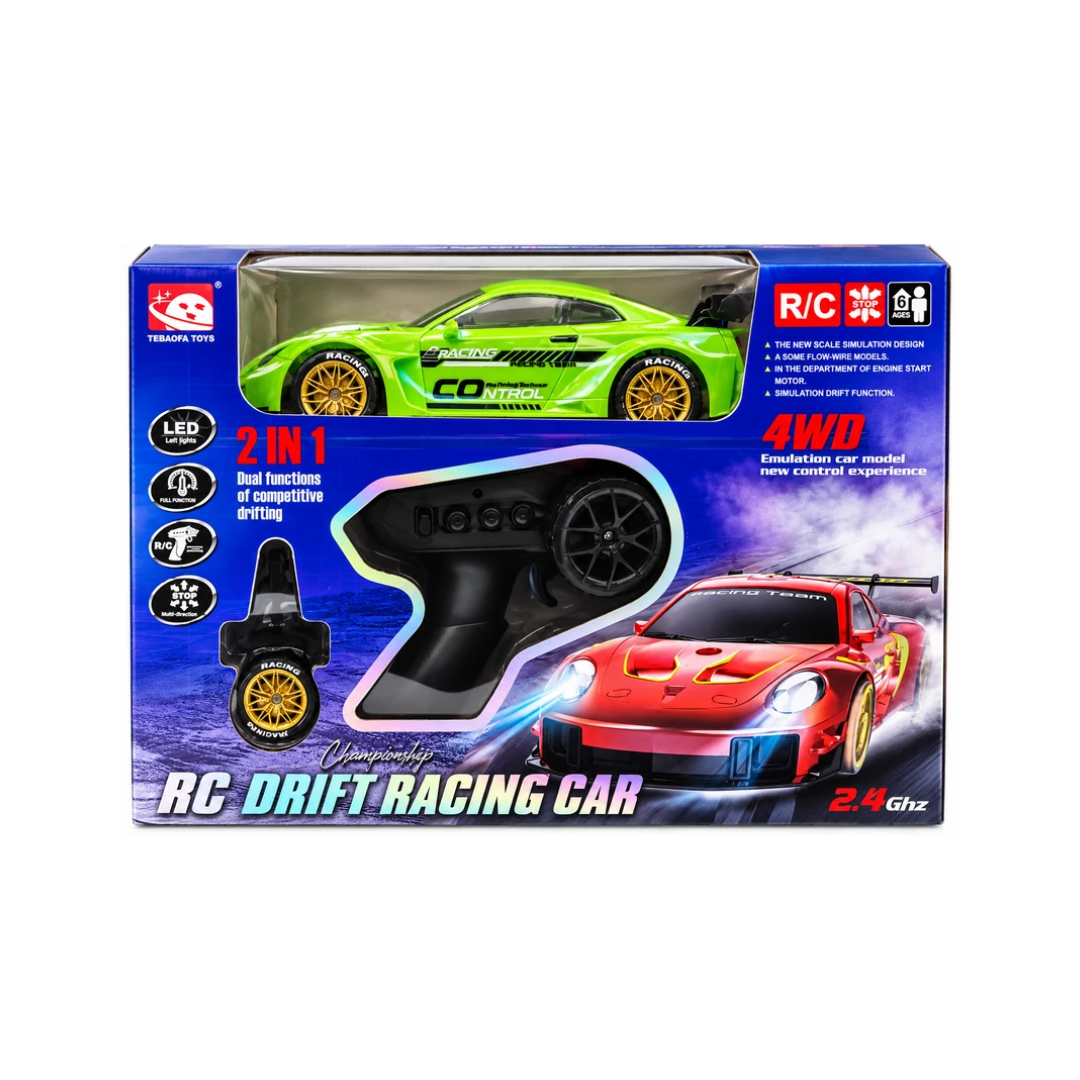 2-in-1 RC Drift Racing Car – 4WD Remote Control Sports Car for Kids – Green – 6+ Years