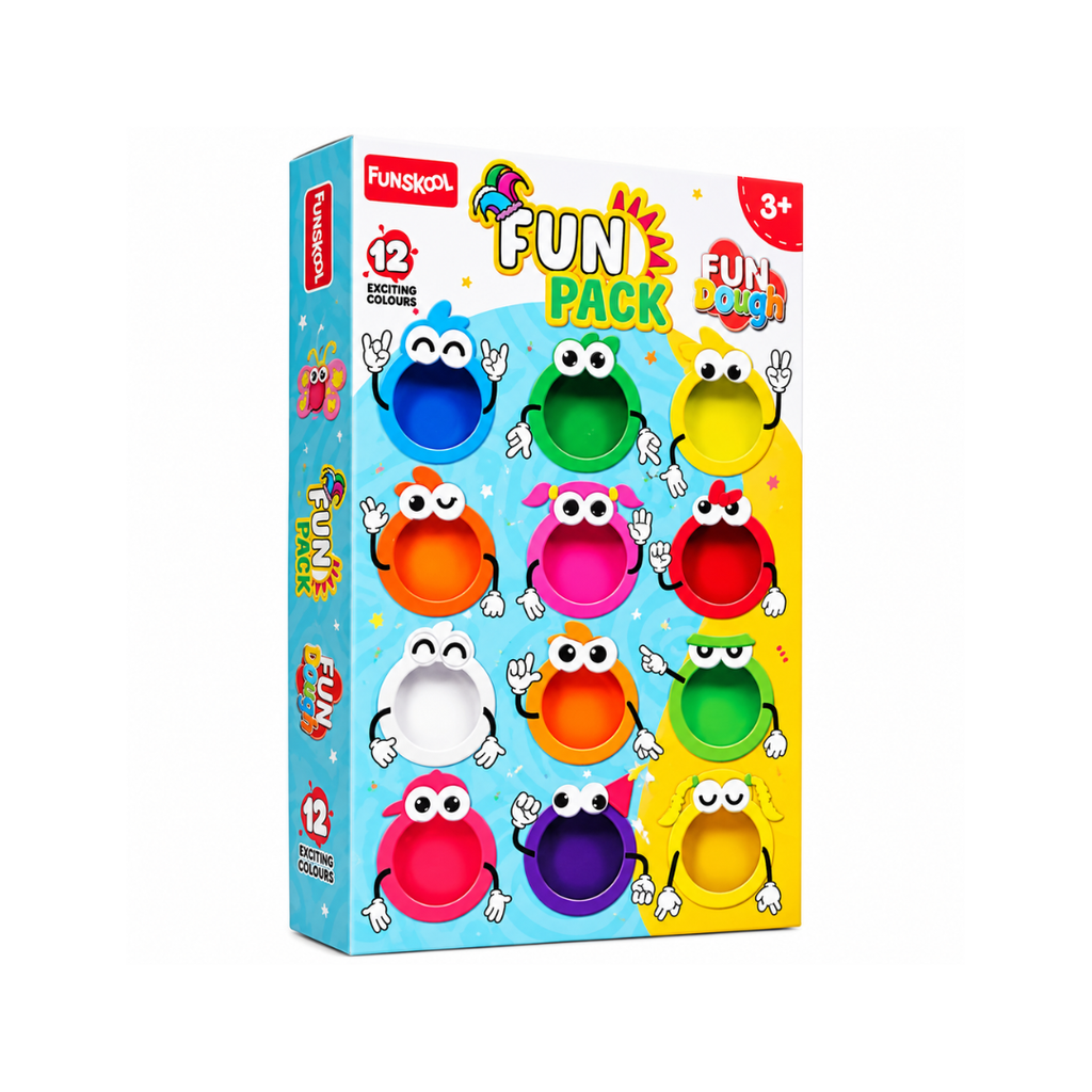 Funskool Fun Pack,12 Tubs of Dough,25Gms Each Multicolour