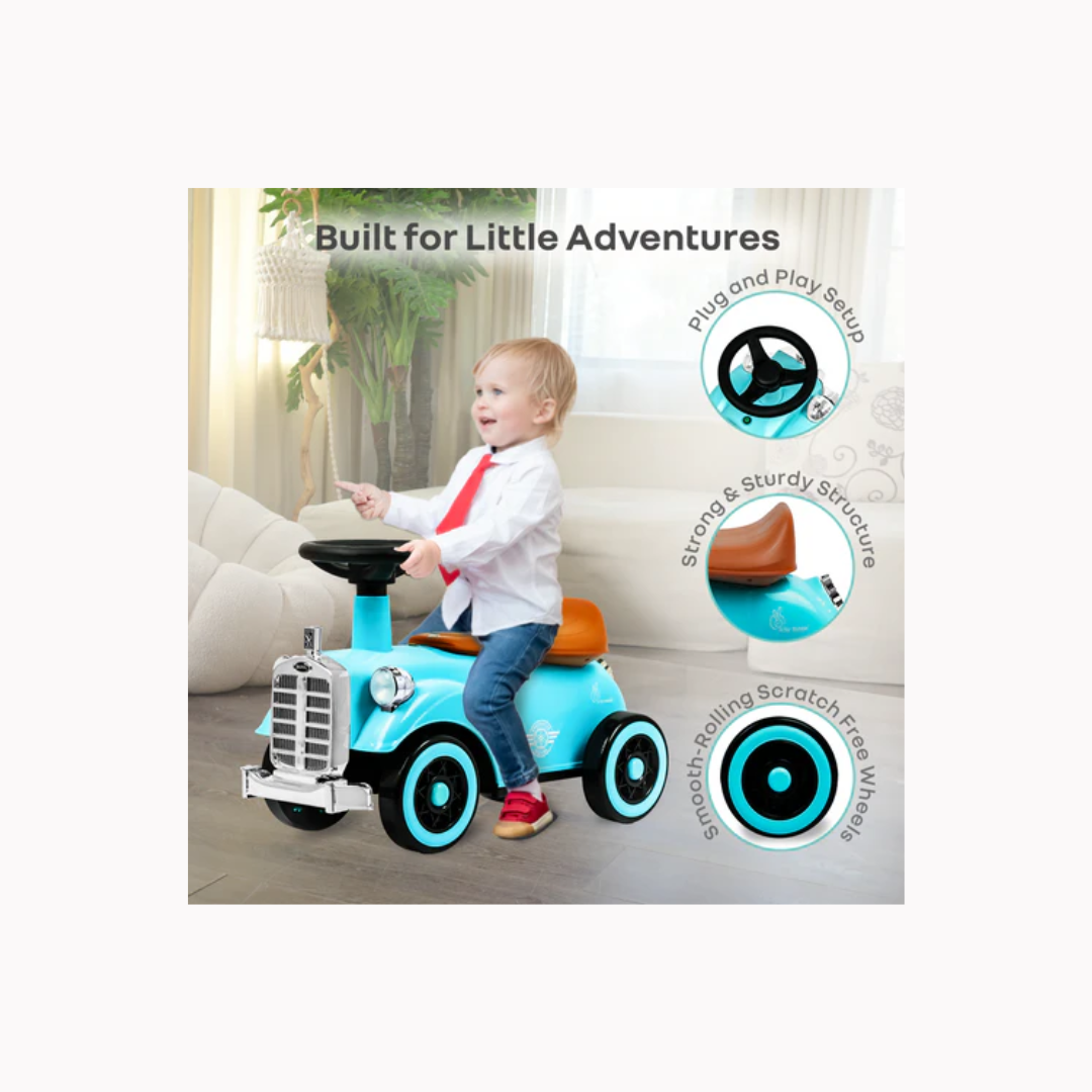 R for Rabbit Speedster Royal Ride on Car For Kids Blue Brown