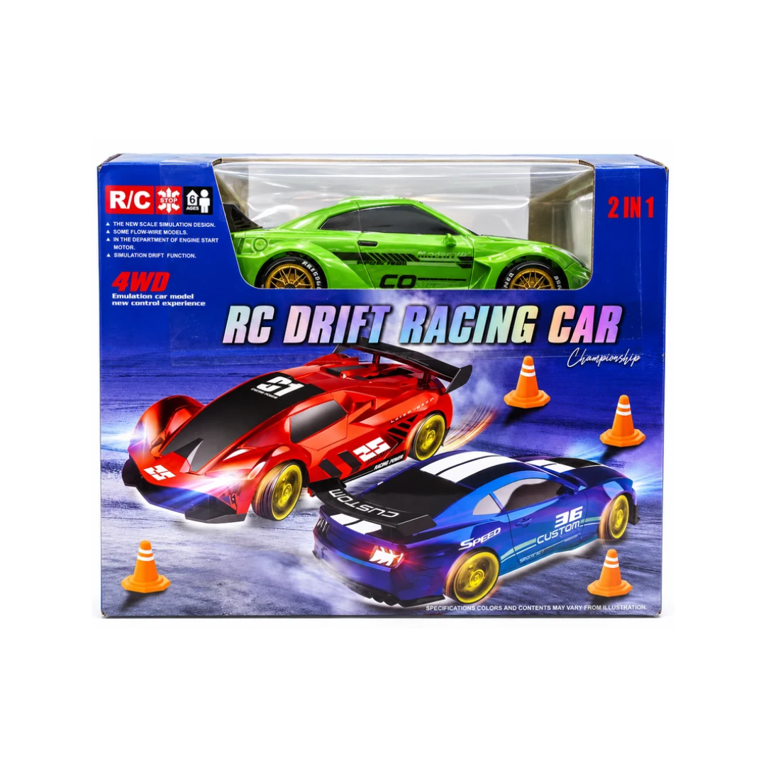 2-in-1 RC Drift Racing Car – 4WD Remote Control Sports Car for Kids – Green – 6+ Years