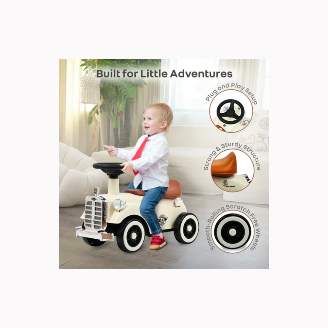 R for Rabbit Speedster Royal Ride on Car For Kids Cream Brown