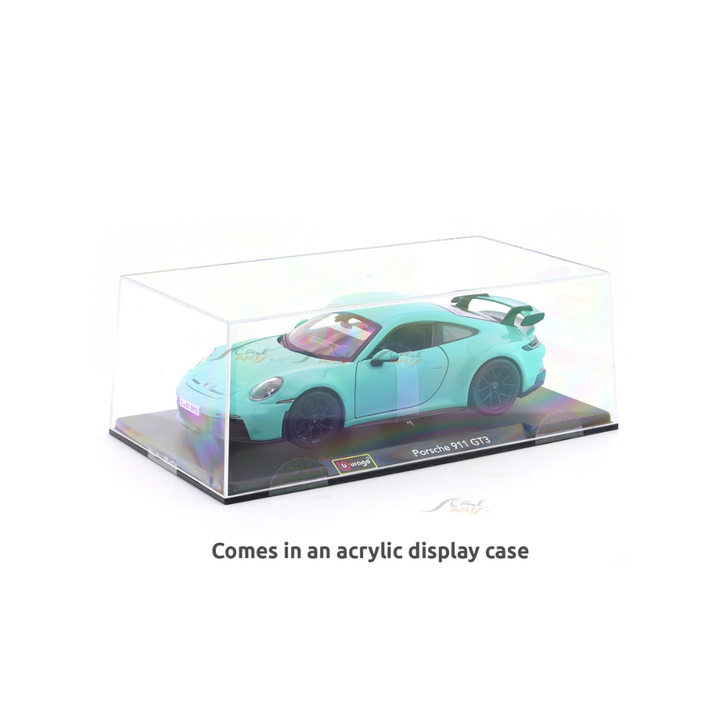 Bburago Porsche 911 GT3 Green with Acrylic Case 1:24  Licensed Diecast Model car