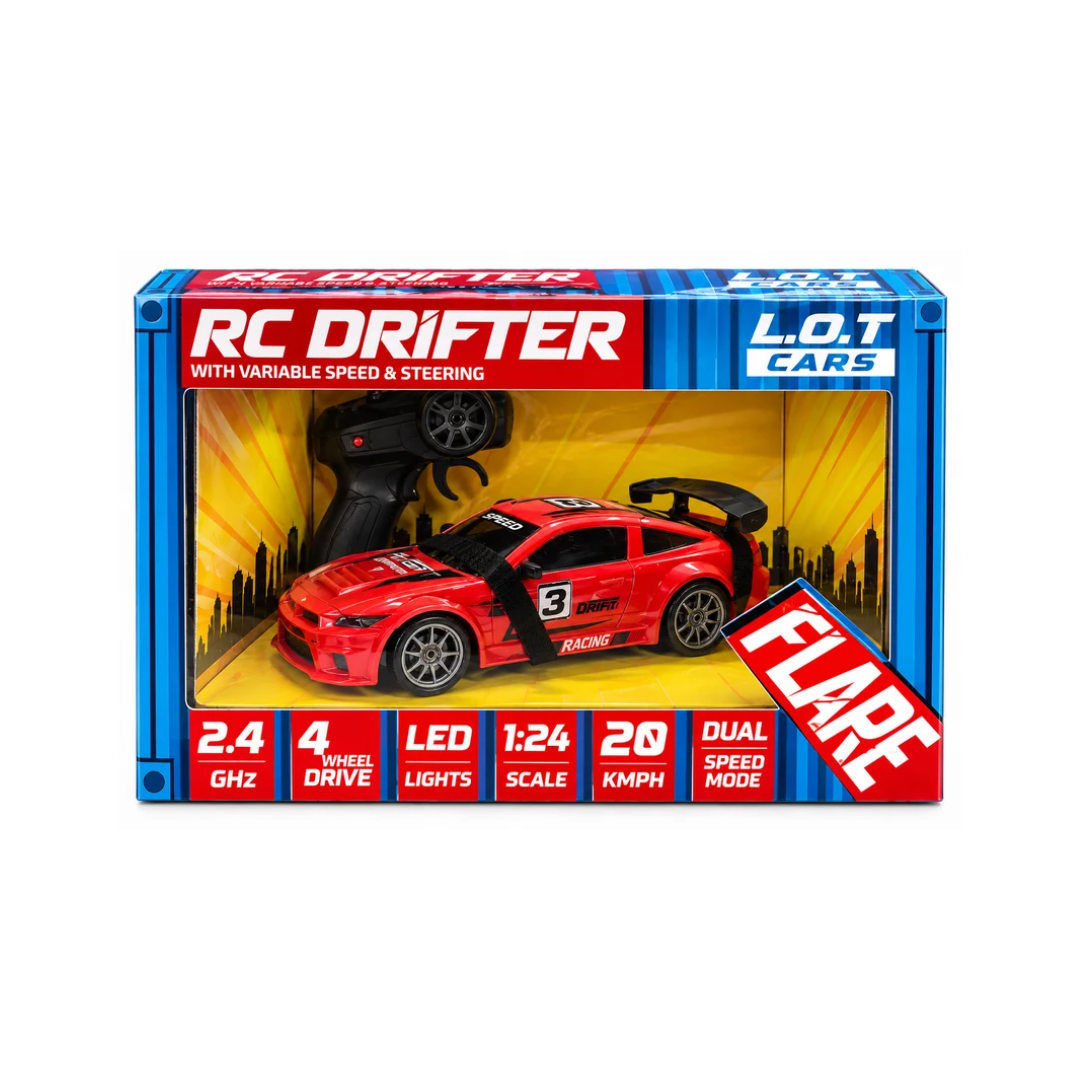 RC Drifter Flame Racing Car 1:24 Scale – 4WD Remote Control Drift Car with LED Lights & Dual Speed Mode