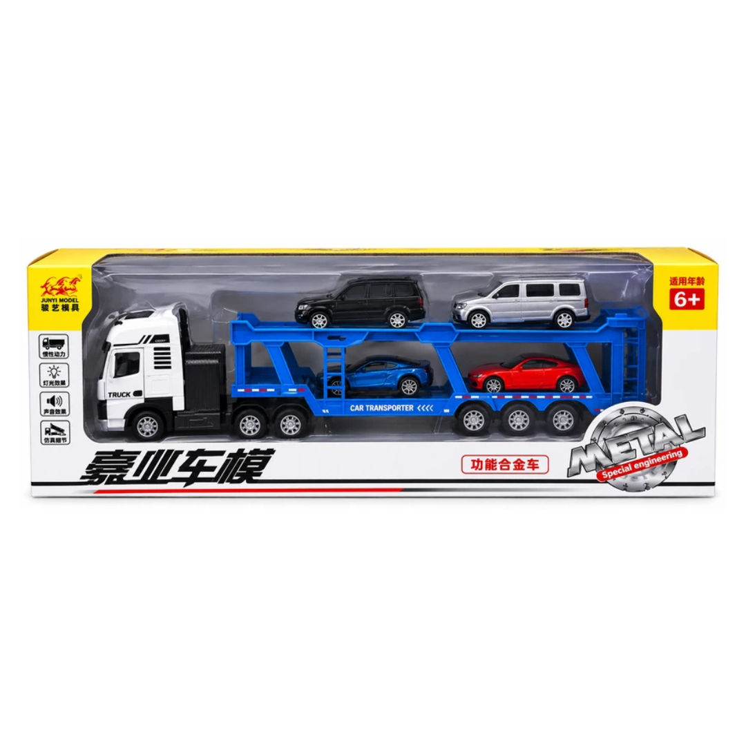 Jiaye Model Metal Car Transporter Truck with 5 Mini Cars – 6+ Years