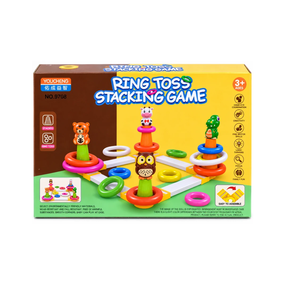 YOUCHENG Ring Toss Stacking Game – Animal Stacking & Tossing Toy for Kids 3+