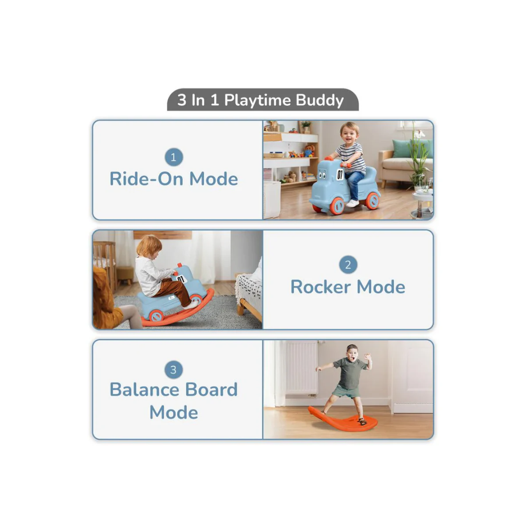 R For Rabbit Rock N Ride 3-in-1 Balance Board, Ride On & Rocker Blue Orange