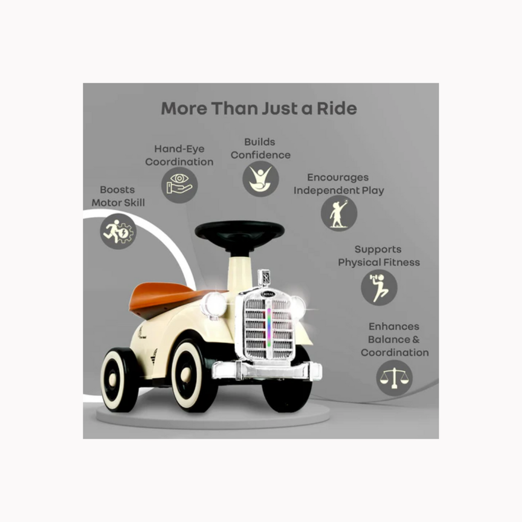 R for Rabbit Speedster Royal Ride on Car For Kids Cream Brown