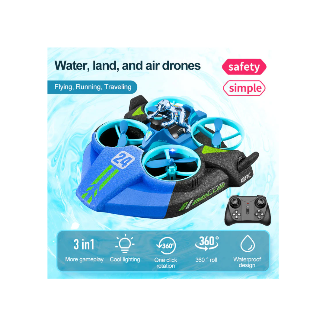 Rainbow Toys 4D-V24 3-in-1 Water, Land & Air Remote Control Quadcopter Drone
