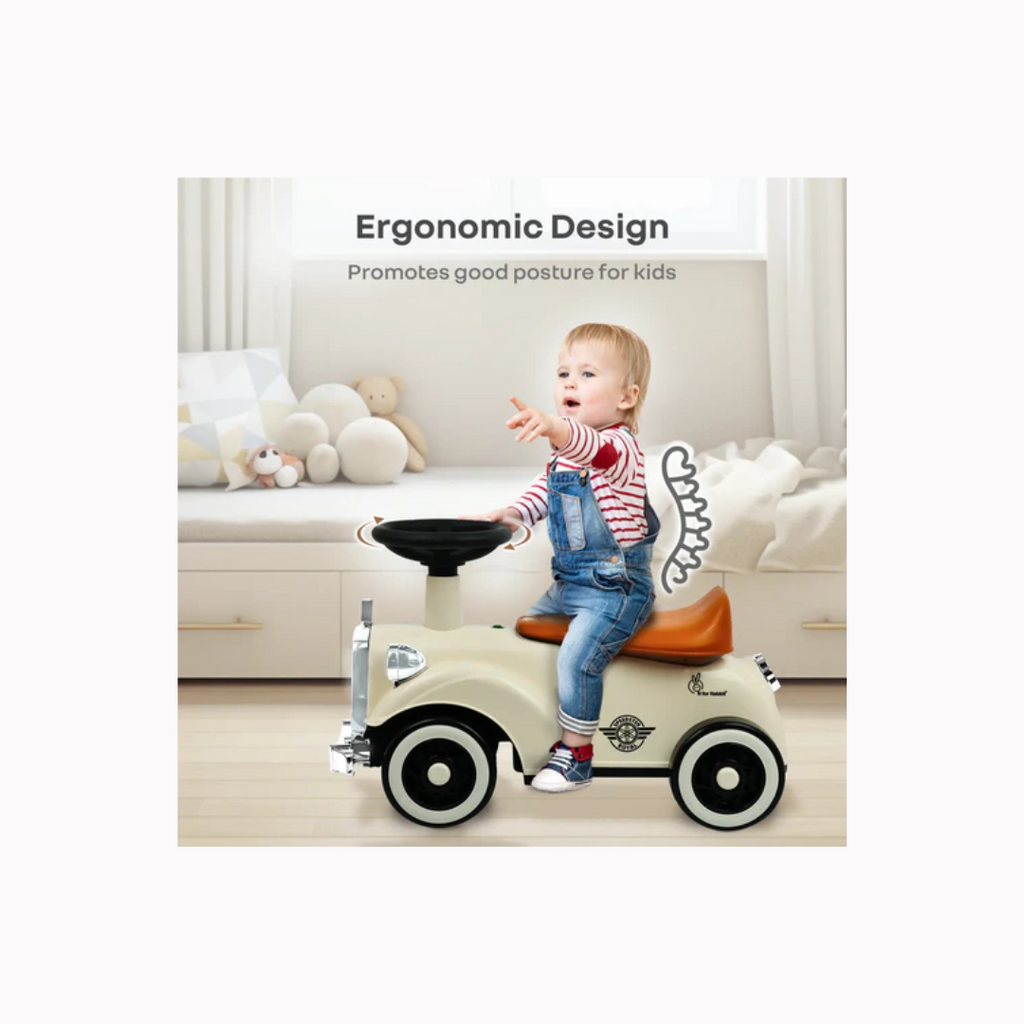 R for Rabbit Speedster Royal Ride on Car For Kids Cream Brown