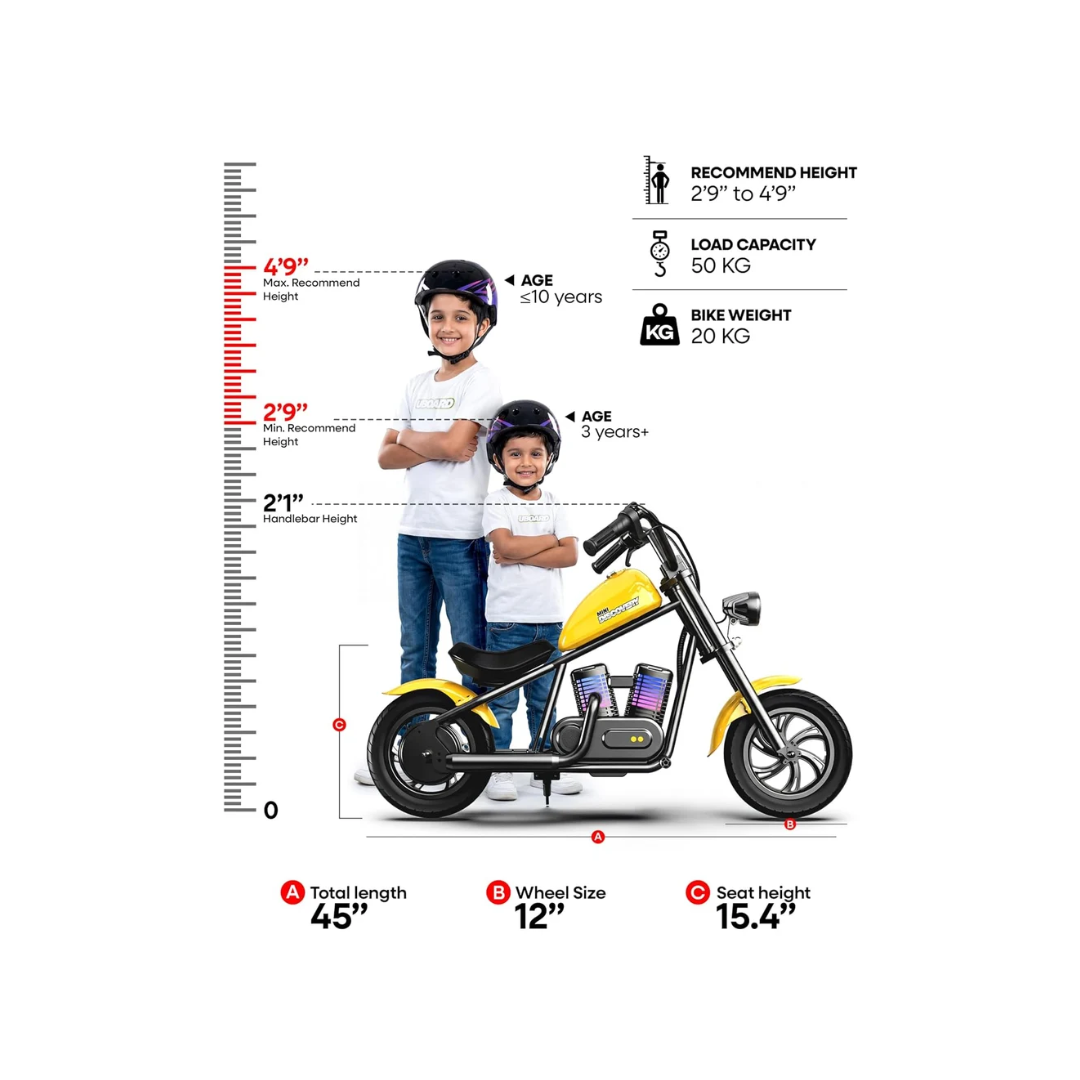 Uboard Discovery Mini Electric Bike for Kids | Age 6+ Years | 160W Motor | 15 km/h Speed Yellow