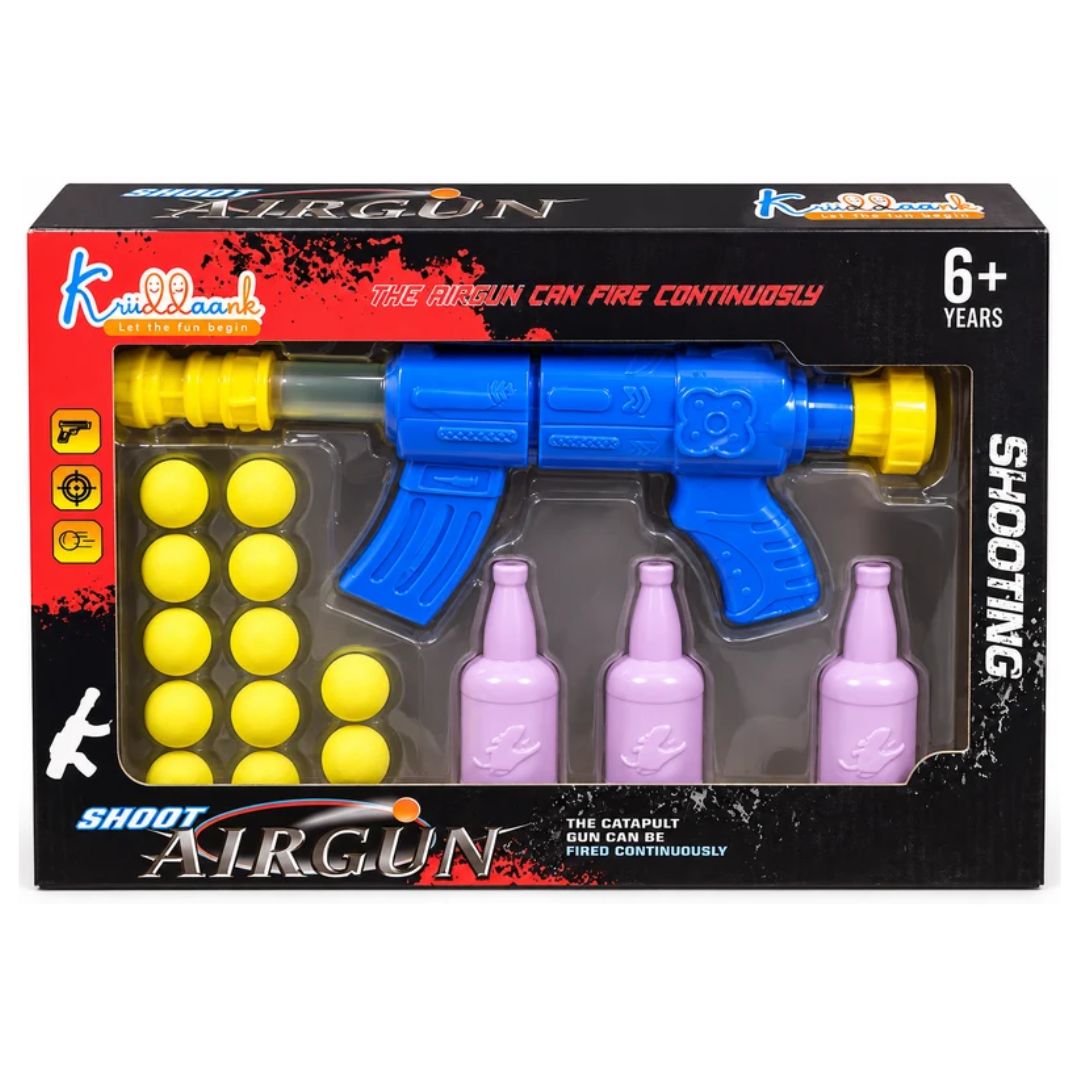 Kids Air Gun Shooting Target Set with Soft Foam Balls & Bowling Pins – Continuous Shooting Game | 6+ Years