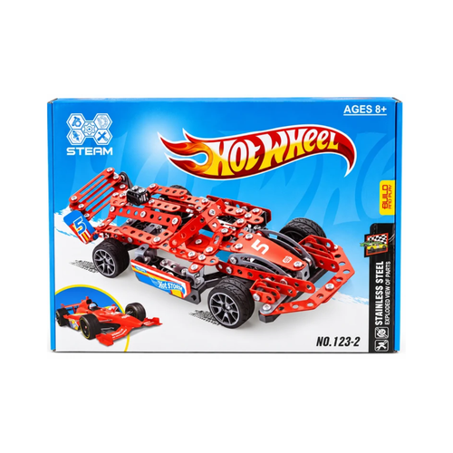 Hot Wheel STEAM Stainless Steel Formula Racing Car Construction Set – DIY Metal Building Kit for Kids 8+