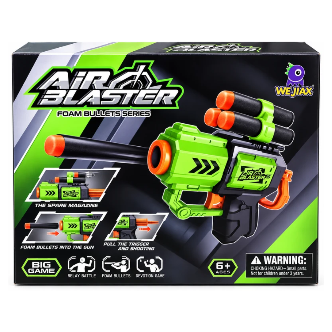 Air Blaster Foam Bullet Gun with Revolving Barrel & Rotating Magazine – Kids Shooting Toy