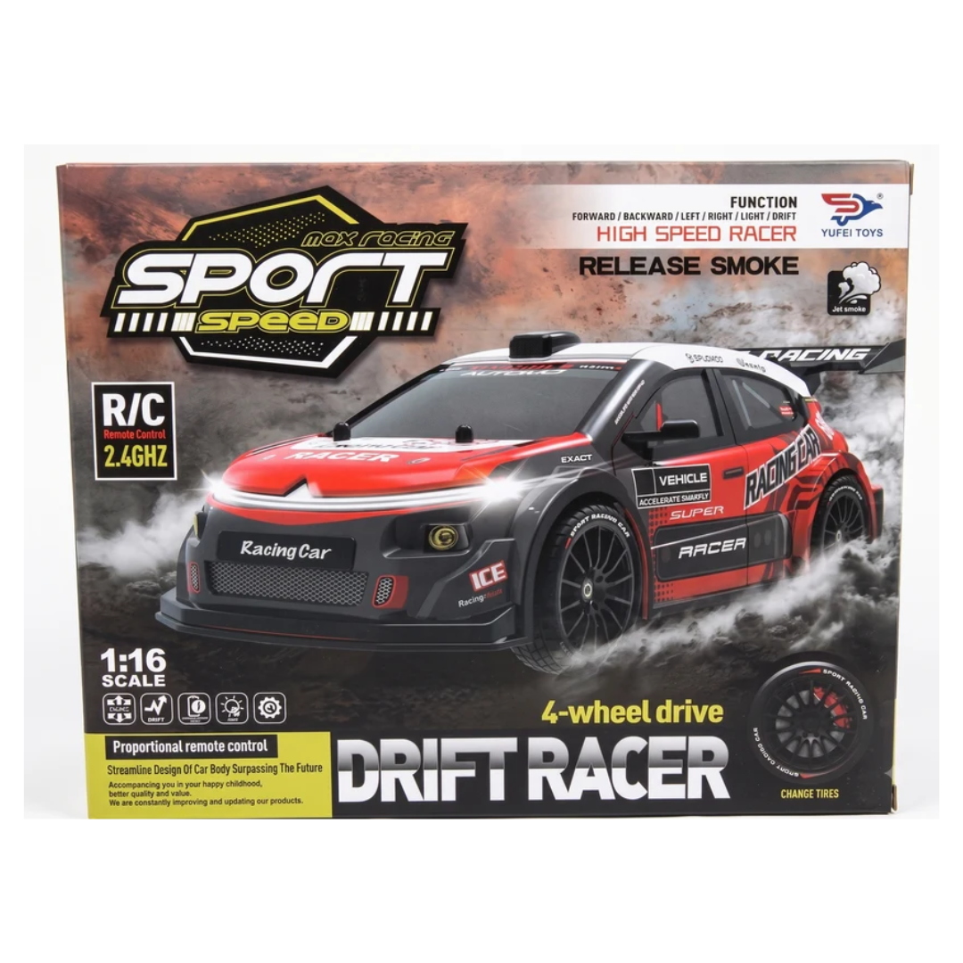 Yufei Toys 1:16 RC Drift Racer Car with Smoke Effect, Lights & 4-Wheel Drive