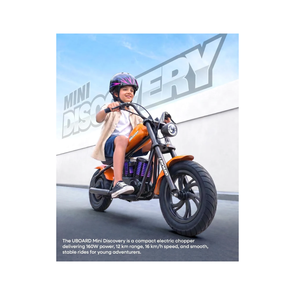 Uboard Discovery Mini Electric Bike for Kids | Age 6+ Years | 160W Motor | 15 km/h Speed Orange