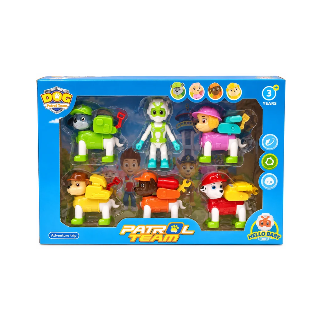 Dog Patrol Team 5-Piece Adventure Rescue Figure Set – Puppy Characters with Accessories