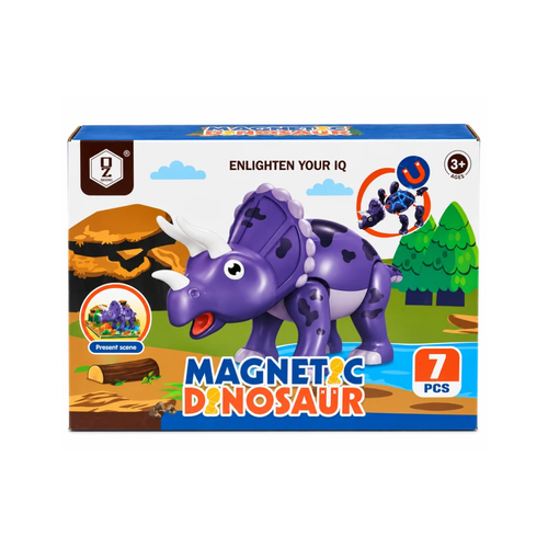 Magnetic Dinosaur Building Toy – Magnetic & Link Dinosaur Construction Set for Kids 3+