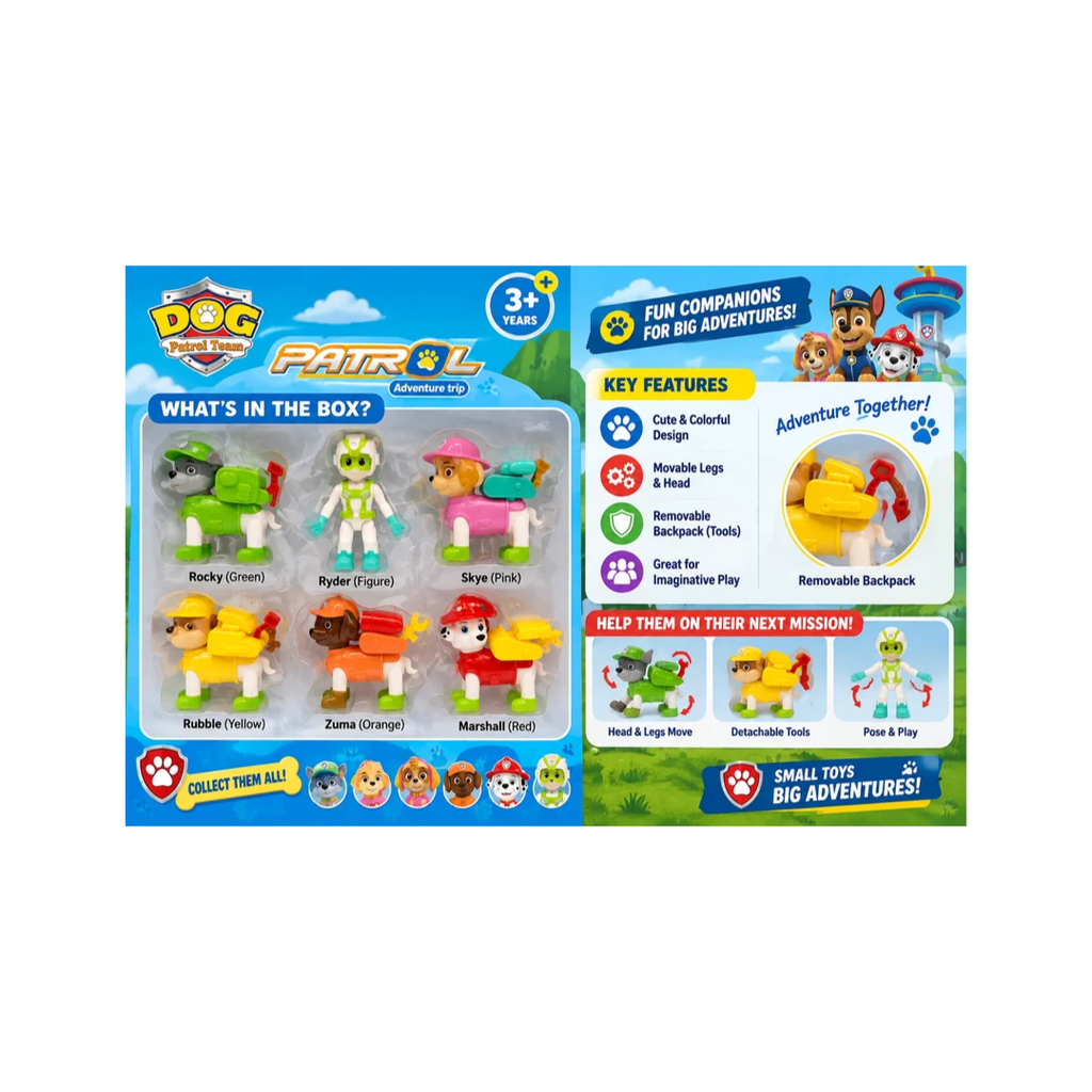 Dog Patrol Team 5-Piece Adventure Rescue Figure Set – Puppy Characters with Accessories
