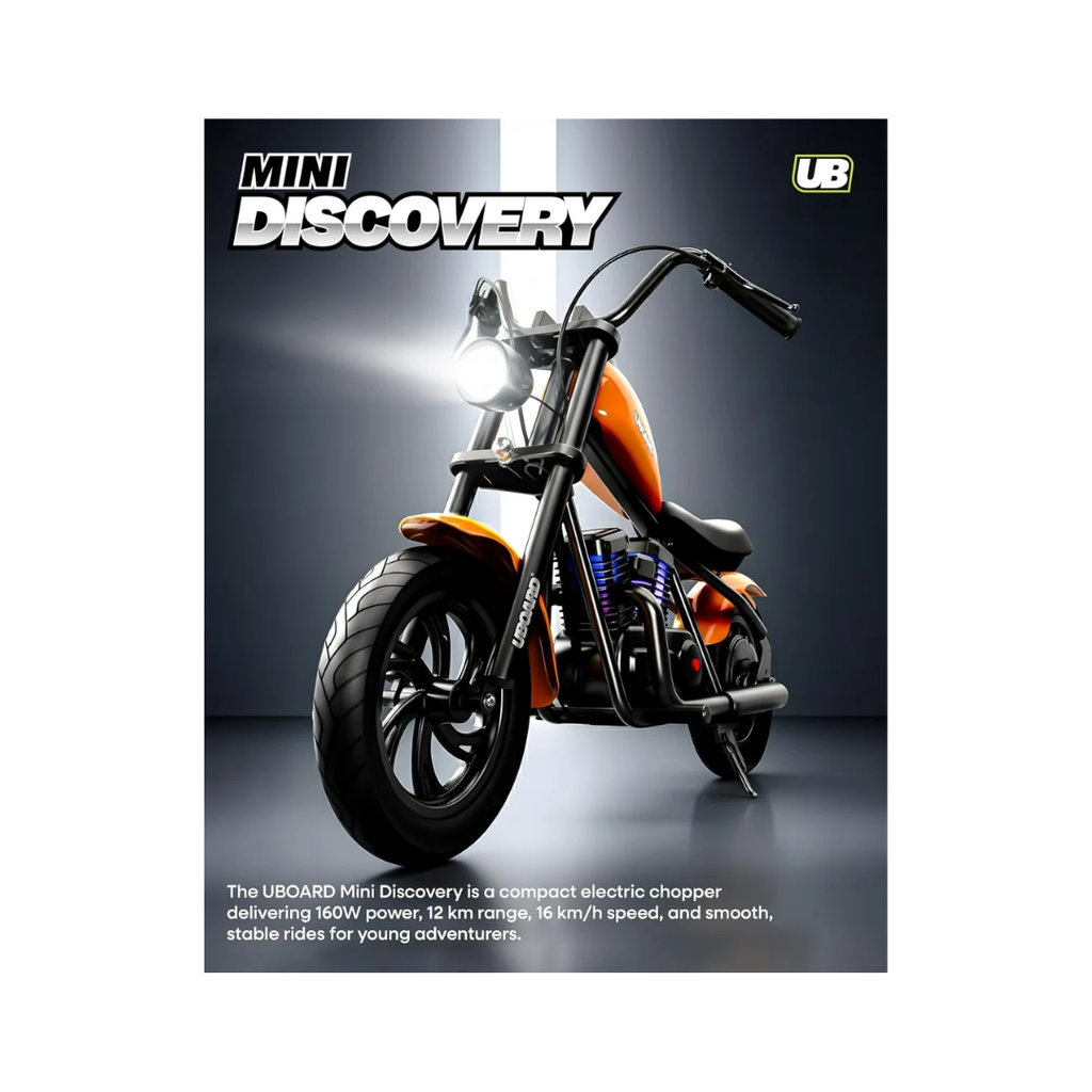 Uboard Discovery Mini Electric Bike for Kids | Age 6+ Years | 160W Motor | 15 km/h Speed Orange