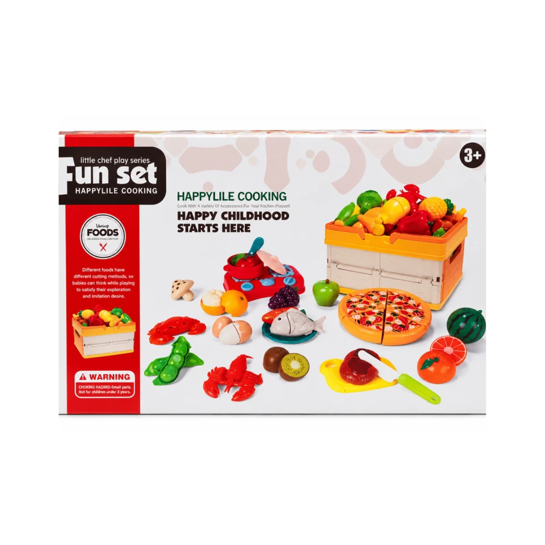 Little Chef Happy Cooking Fun Set – Pretend Play Food Cutting & Kitchen Set for Kids