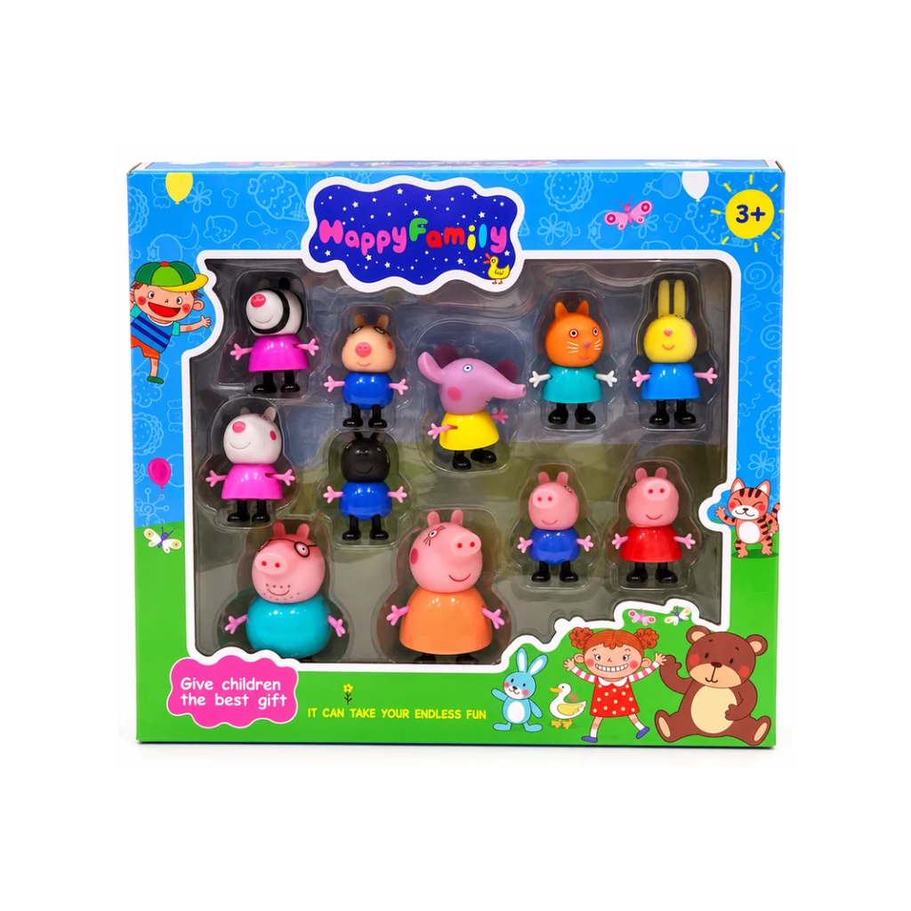 Happy Family Character Figure Set – 10 Pcs Family Toy Set for Kids 3+