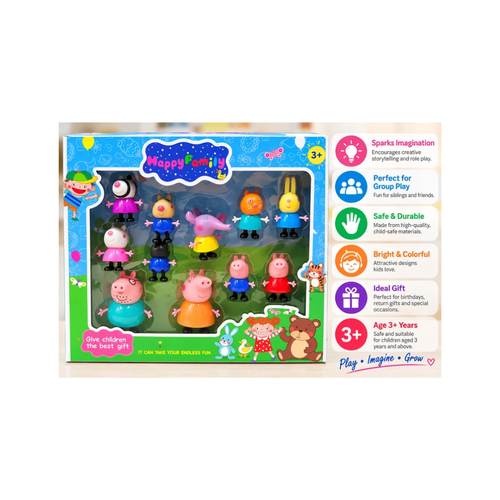 Happy Family Character Figure Set – 10 Pcs Family Toy Set for Kids 3+