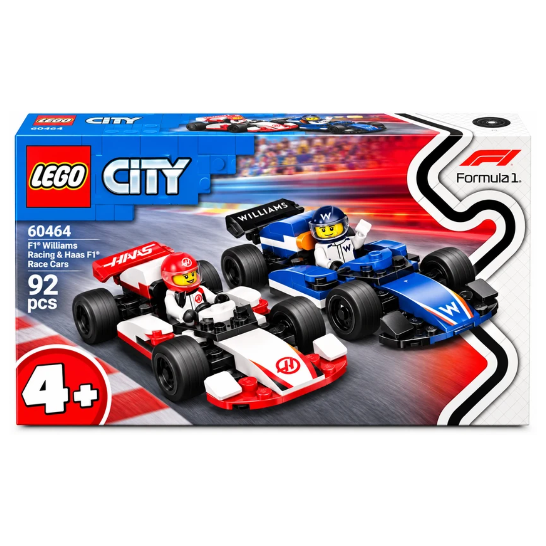 LEGO City F1 Williams Racing & Haas F1 Race Cars Building Set – 92 Pieces (60464)