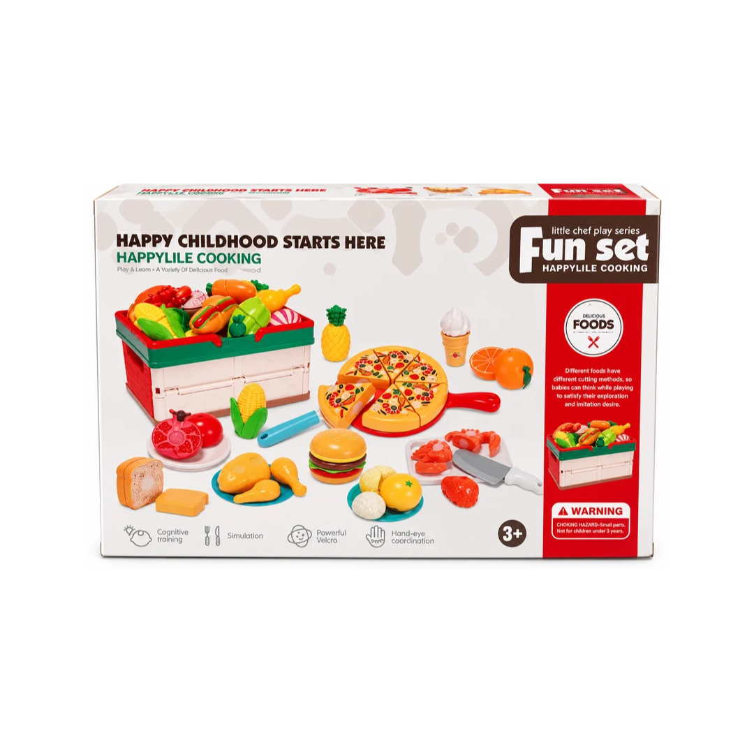Little Chef Happy Cooking Fun Set – Pretend Play Food Cutting & Kitchen Set for Kids