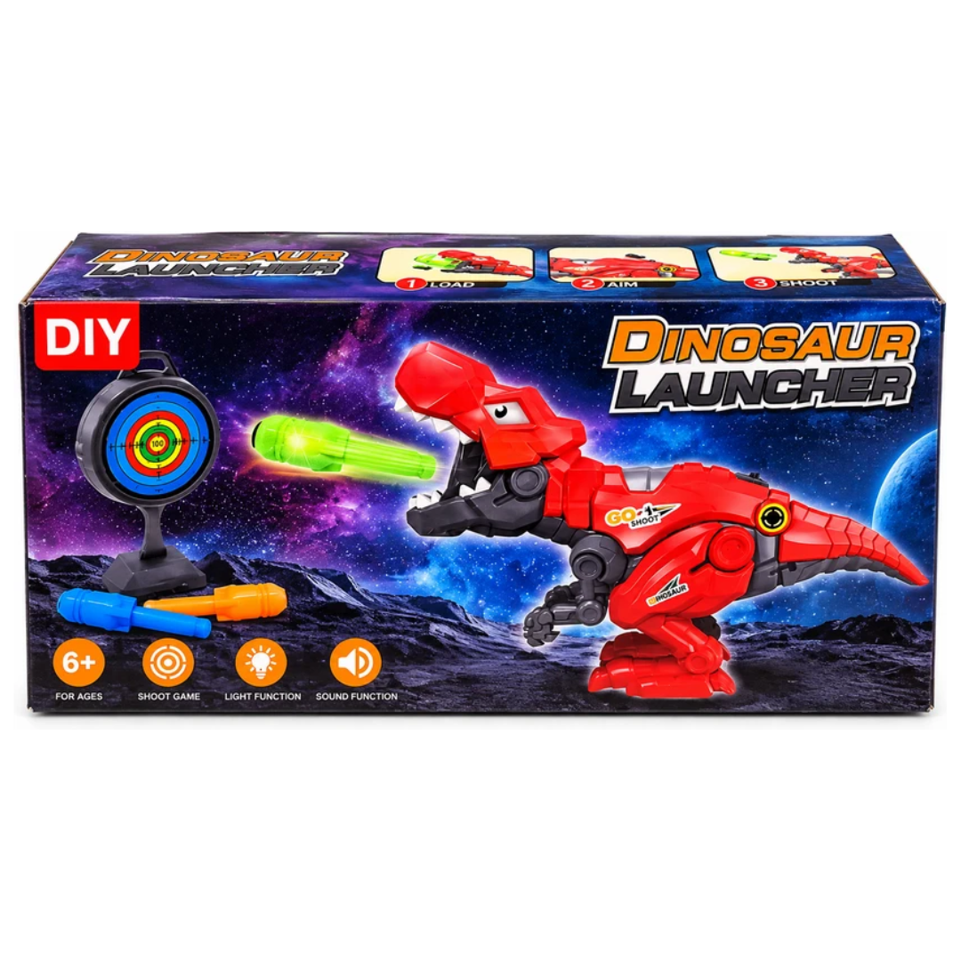 DIY Dinosaur Launcher Shooting Game with Target, Light & Sound – Kids Action Toy | 6+ Years