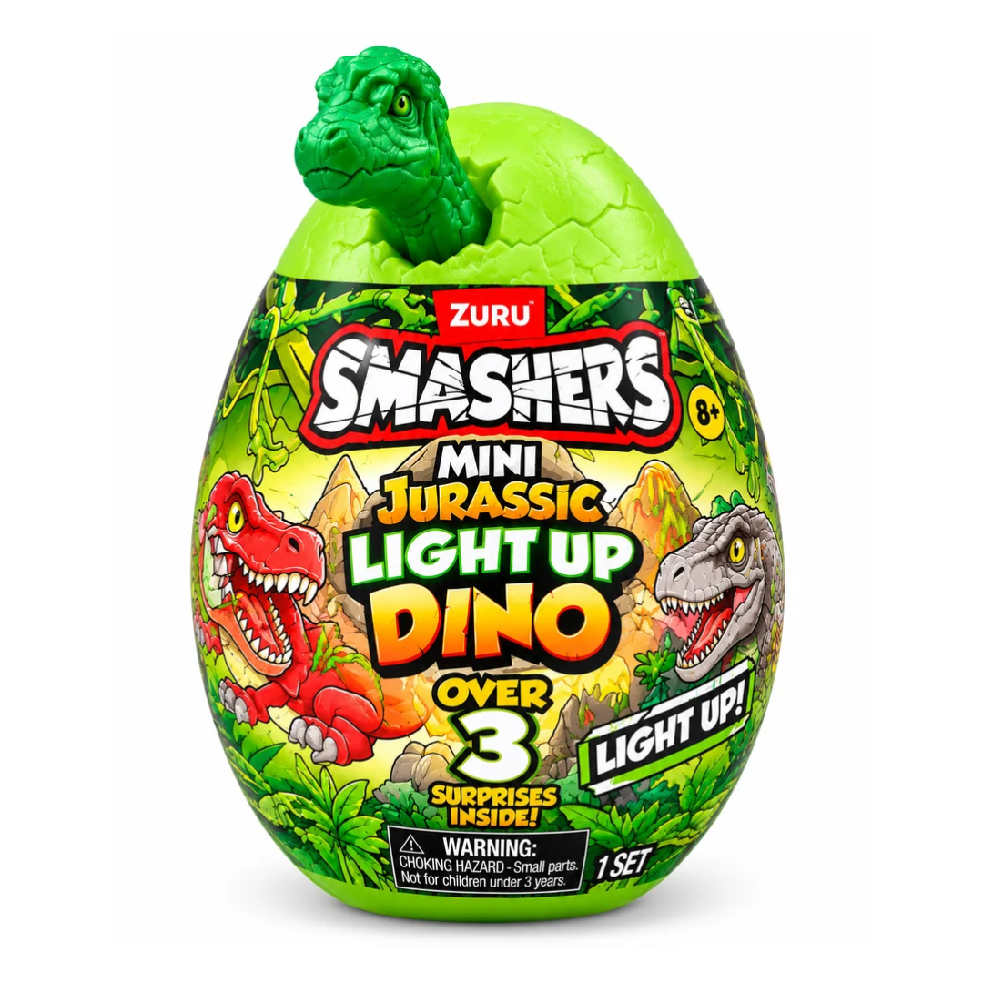 ZURU Smashers Mini Jurassic Light Up Dino Surprise Egg – 3+ Surprises