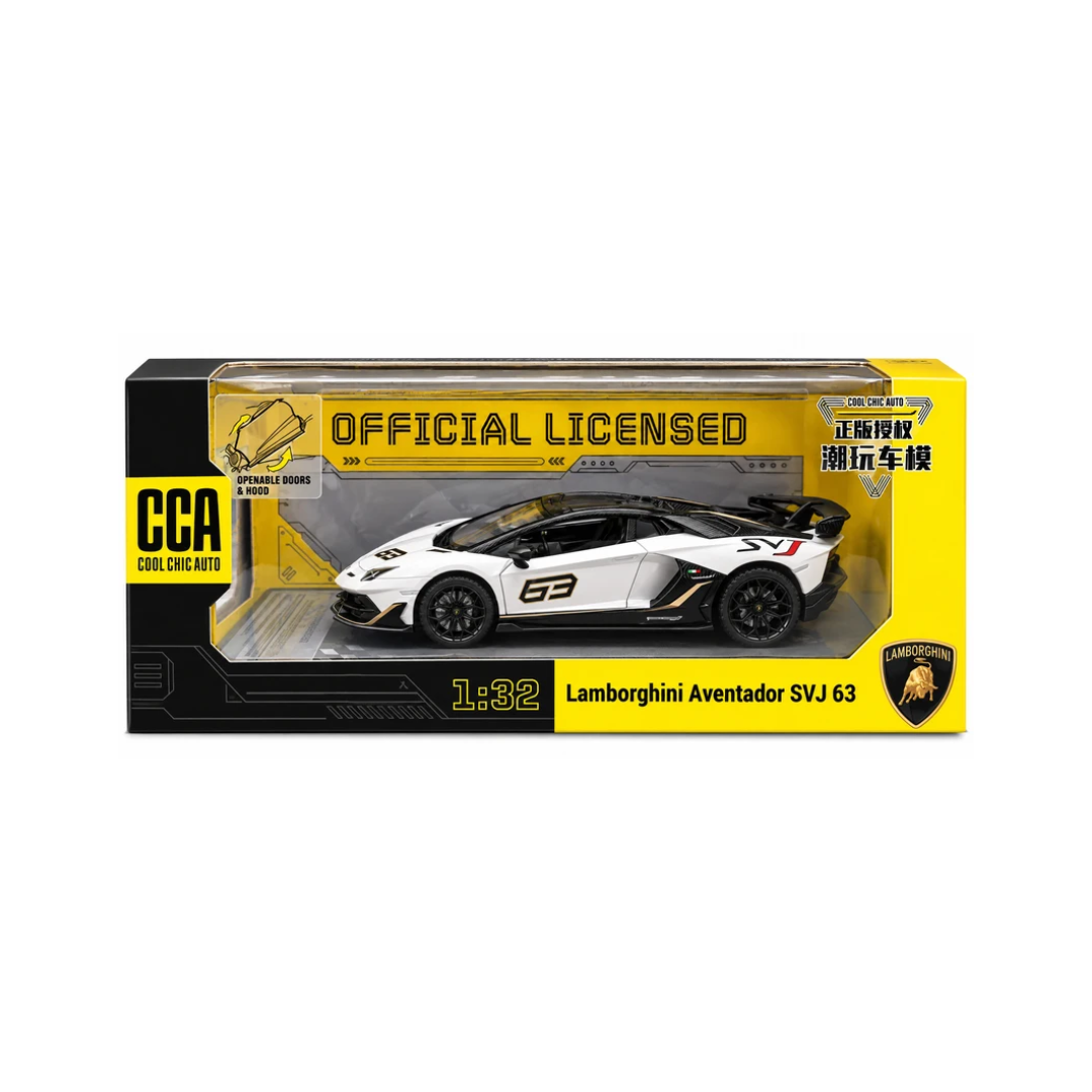 CCA Lamborghini Aventador SVJ 63 1:32 Die-Cast Model Car – White