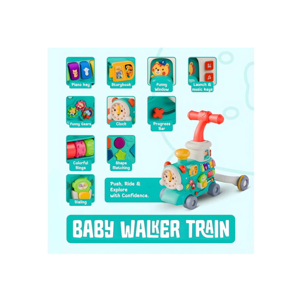Rainbow Toys Multifunctional -5 in 1 Baby Walker Train Toy with Musical Activity Assorted Color