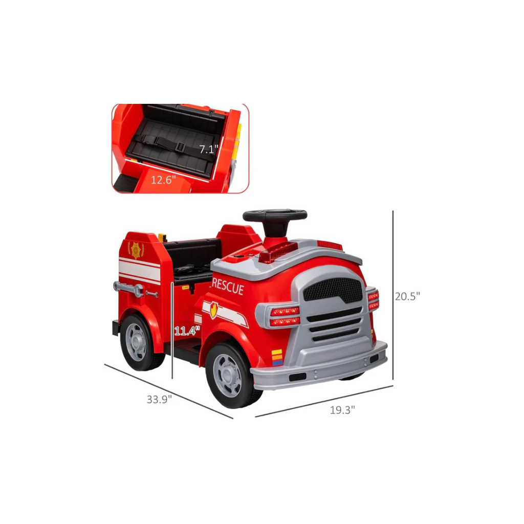 Emorted 12V Ride on Fire Truck, Battery Powered Electric Car for Kids with Siren, Flashing Lights Rescue