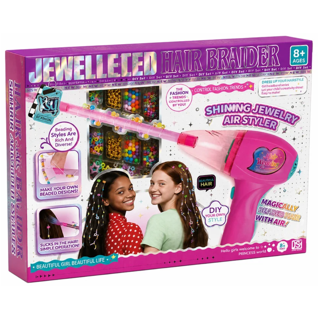 Jewelled Hair Braider Shining Jewelry Air Styler DIY Hair Styling Set for Kids
