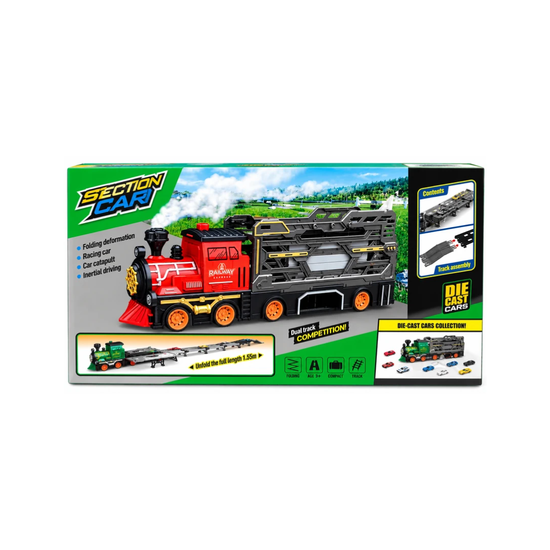 Railway Express Ejection Train Car Carrier with 1.55M Track & Foldable Storage