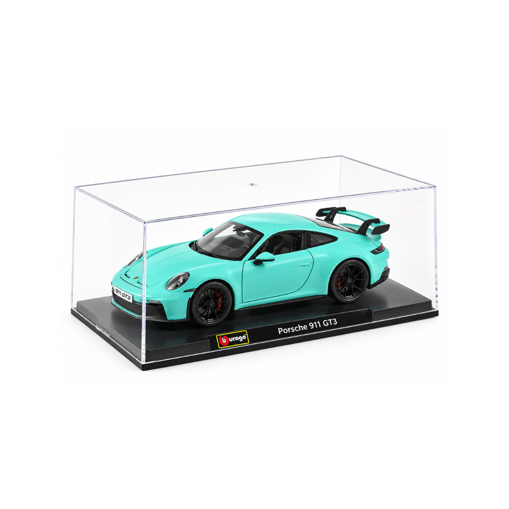 Bburago Porsche 911 GT3 Green with Acrylic Case 1:24  Licensed Diecast Model car