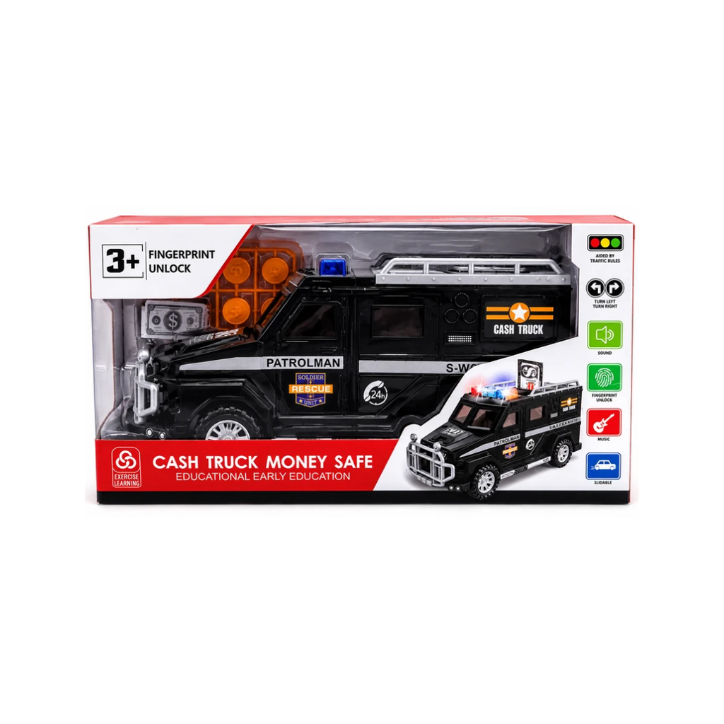 Cash Truck Money Safe Fingerprint Piggy Bank Unlock Toy for Kids