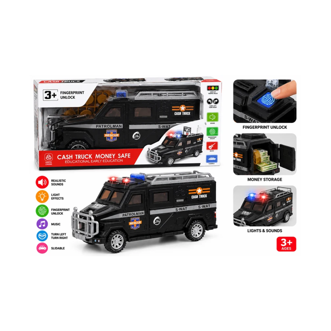 Cash Truck Money Safe Fingerprint Piggy Bank Unlock Toy for Kids