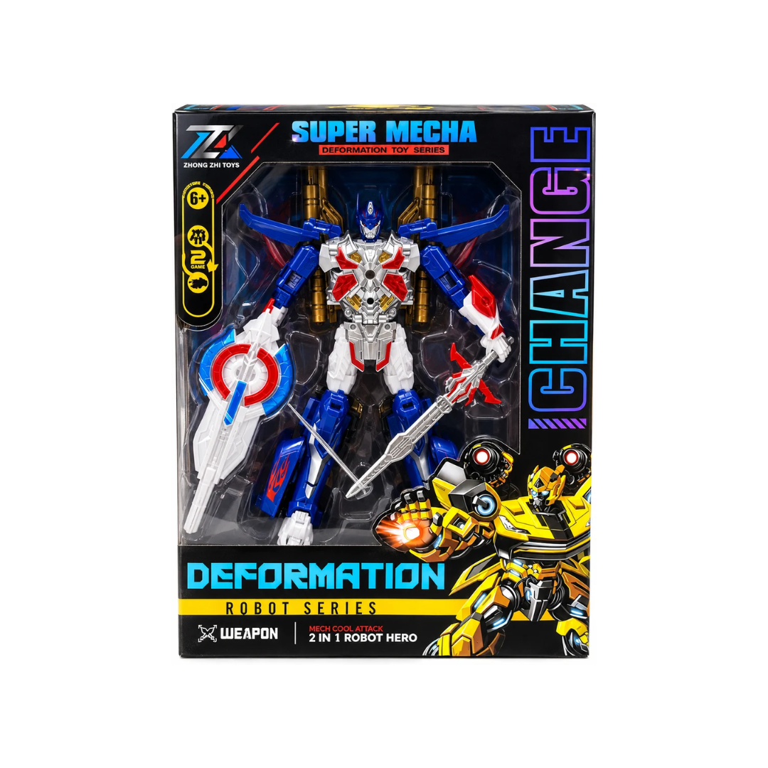 Super Mecha 2-in-1 Deformation Robot Hero with Weapons – Transforming Action Figure for Kids 6+