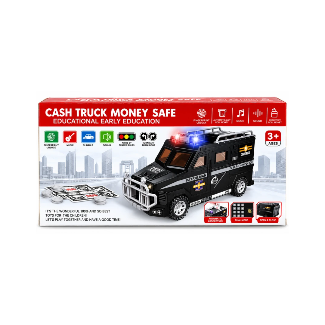 Cash Truck Money Safe Fingerprint Piggy Bank Unlock Toy for Kids